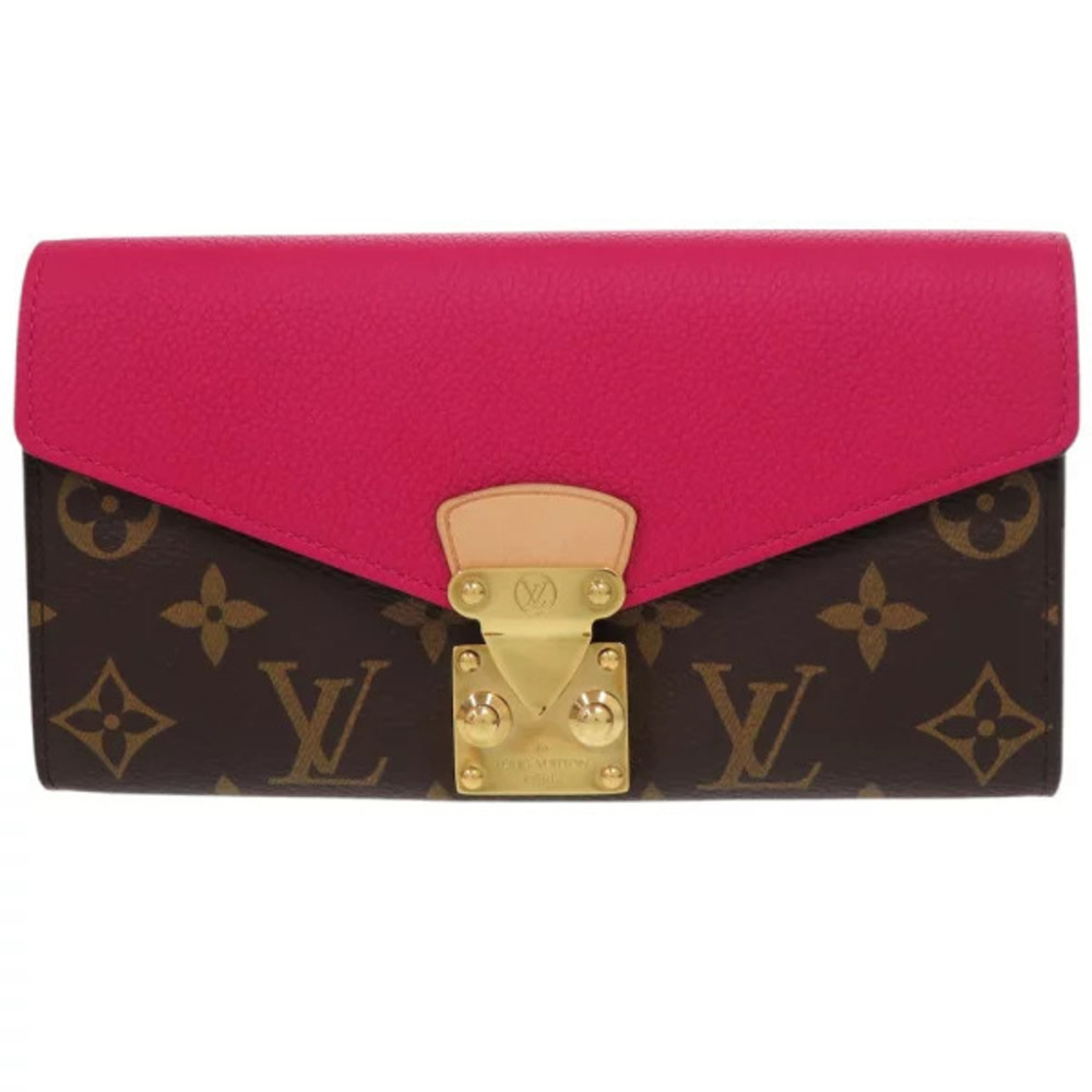 Louis Vuitton Portefeuille Pallas Monogram Canvas Brown Pink Long Wallet LV